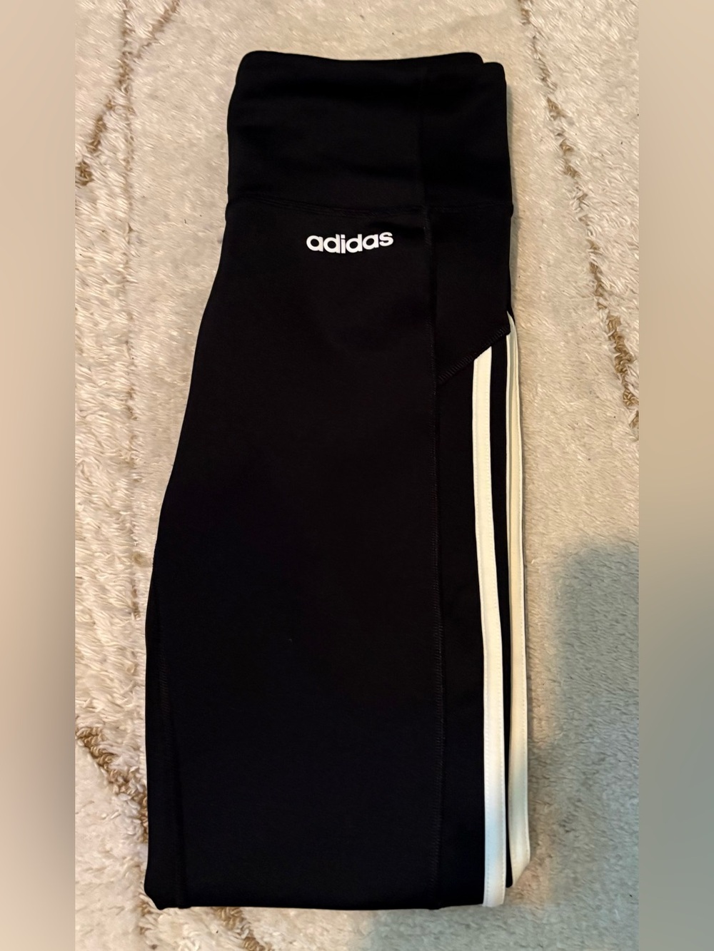 adidas Black Leggings with White Side Stripes